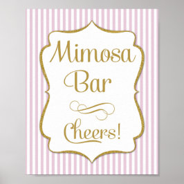 Póster Mimosa Bar Rótulo Banda de oro rosa
