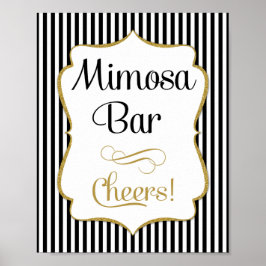 Póster Mimosa Bar Rótulo Black Gold Stripe