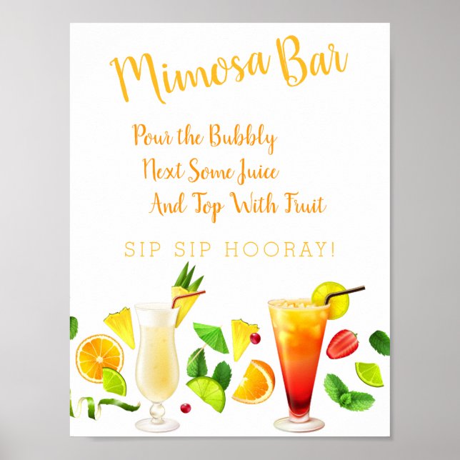 Póster Mimosa Bar Rótulo Boda moderno (Frente)