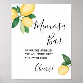 Póster Mimosa Bar Rótulo Boda nupcial Ducha Lemons