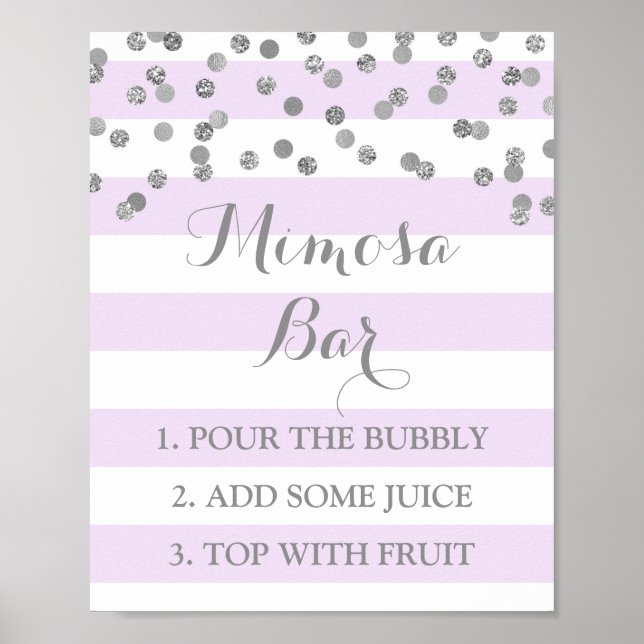 Póster Mimosa Bar Rótulo Lavender Stripes Confetti Platea (Frente)