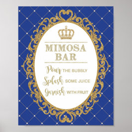 Póster Mimosa Bar Rótulo Royal Blue Gold Prince Baby Show