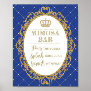 Póster Mimosa Bar Rótulo Royal Blue Gold Prince Baby Show