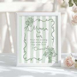 Póster Mimosa bar Sage green Whimsical novia ducha