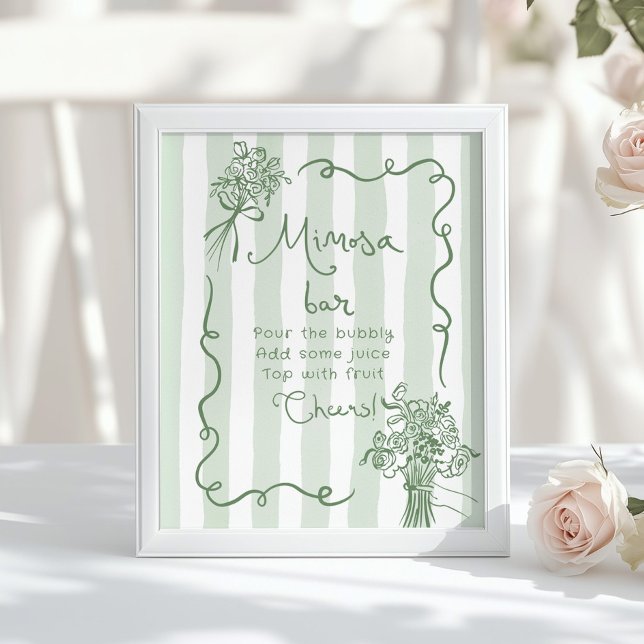Póster Mimosa bar Sage green Whimsical novia ducha (Subido por el creador)