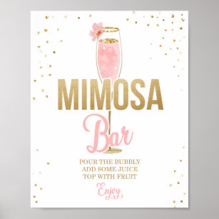 Póster Mimosa Bar Sign Brunch and Bubbly Bridal Shower