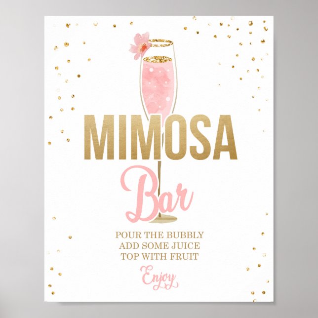Póster Mimosa Bar Sign Brunch and Bubbly Bridal Shower (Frente)