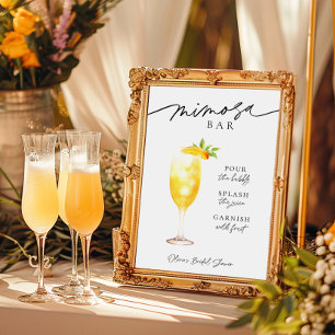 Póster Mimosa Champagne Bar Rótulo de bebidas