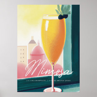 Póster Mimosa Cocktail Morning Sunrise Retro