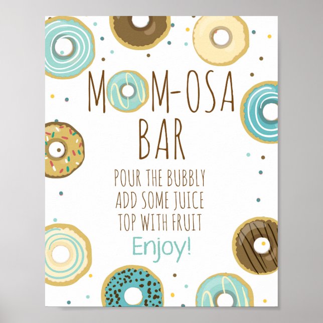 Póster Mimosa Mom-osa Bar Donut Baby Shower Table Rótulo (Frente)