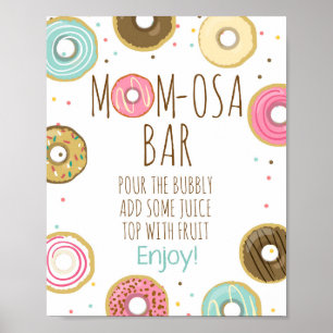 Póster Mimosa Mom-osa Bar Donut Baby Shower Table Rótulo