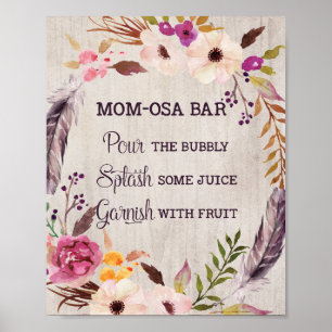 Póster Mimosa Momosa Bar Rótulo Rustic Floral Baby Shower
