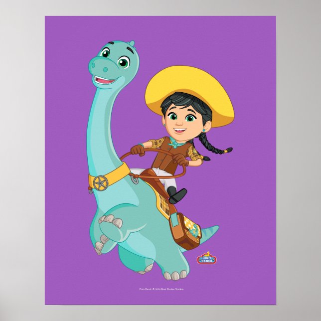 Póster Min. y Clover | Feliz travesía de Cowgirl y Bronto (Frente)