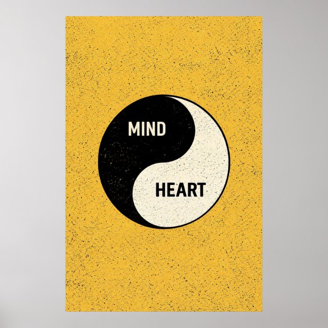 Póster Mind and Heart Yin Yang – Minimalist Philosophy (Frente)