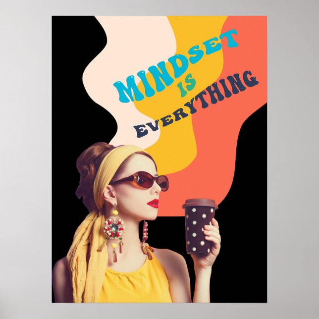 Póster Mindset es todo estilo retro (Frente)