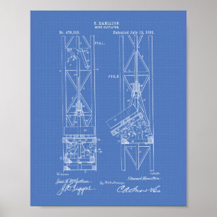 Póster Mine Elevator 1892 Patent Art Blueprint