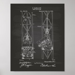 Póster Mine Elevator 1892 Patent Art Chalkboard