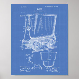 Póster Mine Trolley 1903 Patent Art Blueprint
