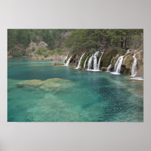 Póster Mineral deposits make waterfalls and clear