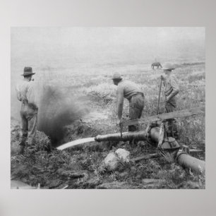 Póster Minería aurífera hidráulica en la fotografía de