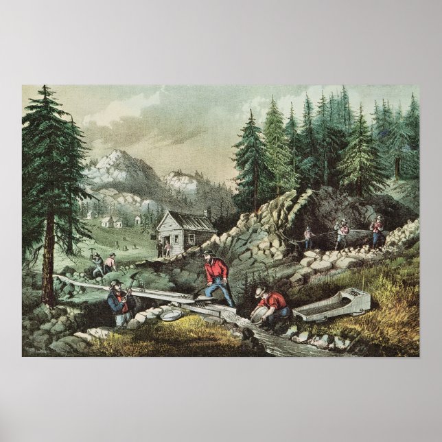 Póster Minería de oro en California, 1871 (Frente)