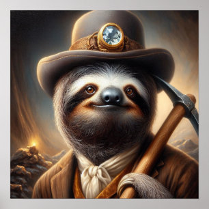 Póster Minero Sloth Gold