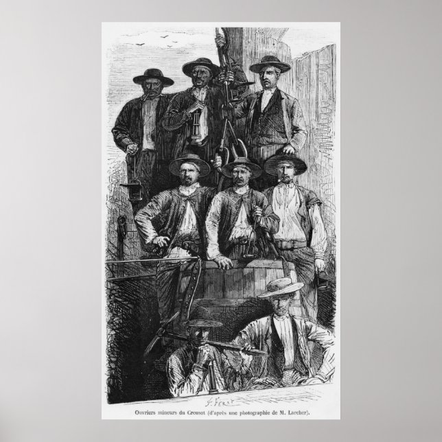 Póster Mineros de carbón de Creusot durante la segunda (Frente)