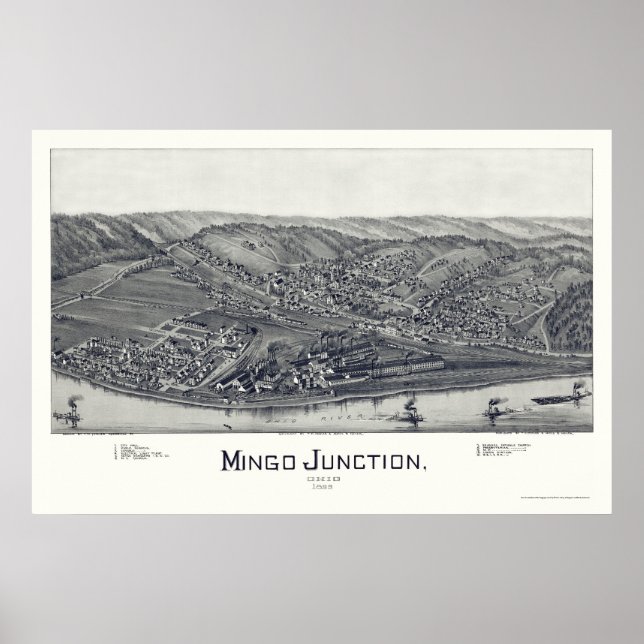 Póster Mingo Junction, OH Panoramic Map - 1895 (Frente)