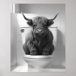 Póster Mini bebé en el baño de la vaca Highland