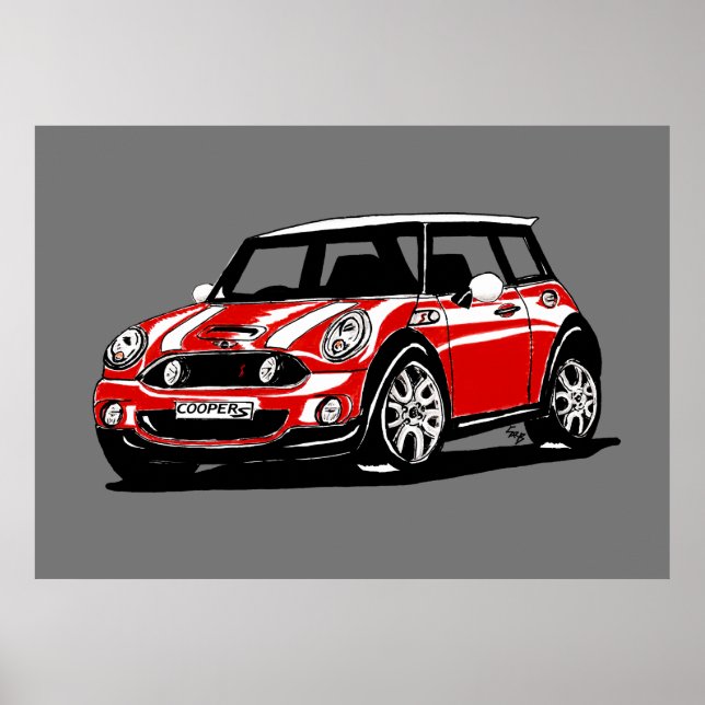 Póster Mini Cooper S R56 Icónico Diseño de automóvil/auto (Frente)