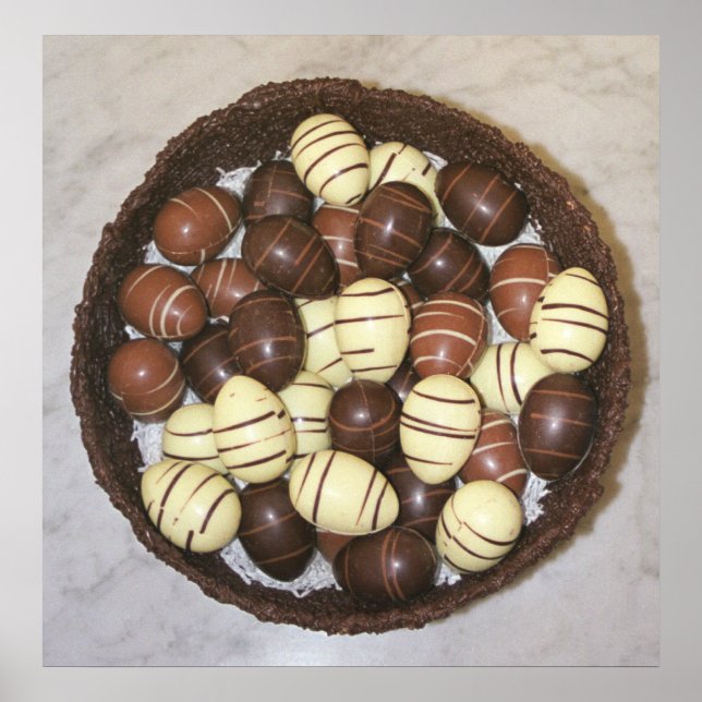 Póster Mini huevos de Pascua en nido de chocolate (Frente)