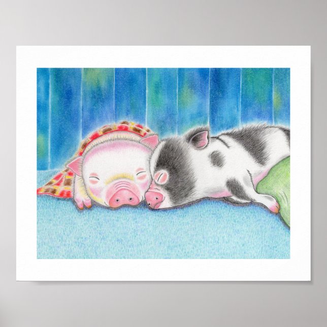 Póster Mini Pigs Piglets Kids Art Poster Print (Frente)