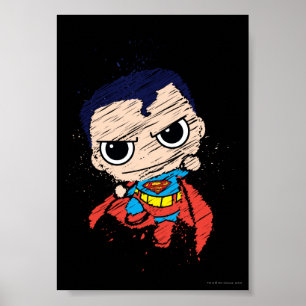 Póster Mini Superman Sketch - Volando