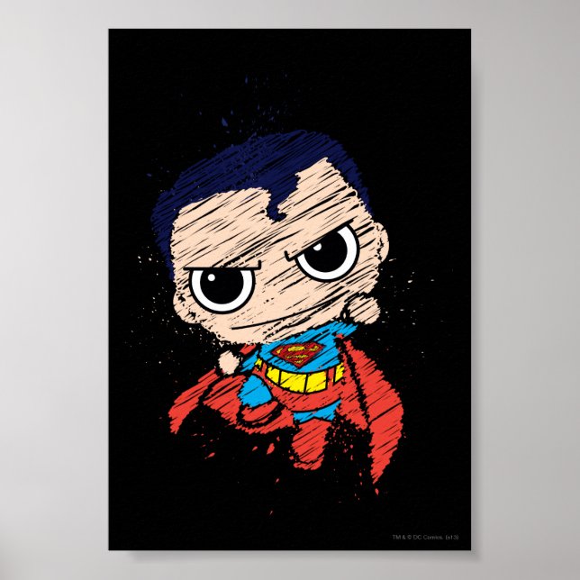 Póster Mini Superman Sketch - Volando (Frente)