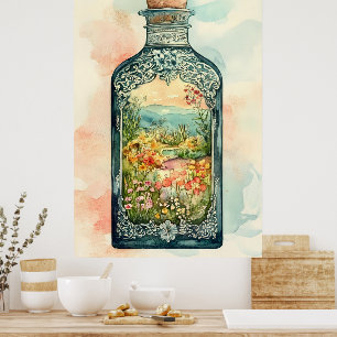 Póster Miniatura del paisaje de primavera encerrado en un
