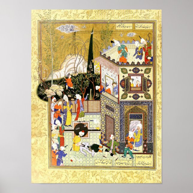 Póster Miniatura persa: El viejo pillo aprende su lección (Frente)