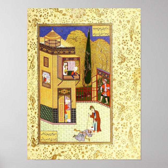 Póster Miniatura persa: The Murid besa los pies del Pir (Frente)