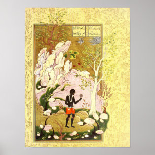 Póster Miniatura persa: Una mirada en el espejo