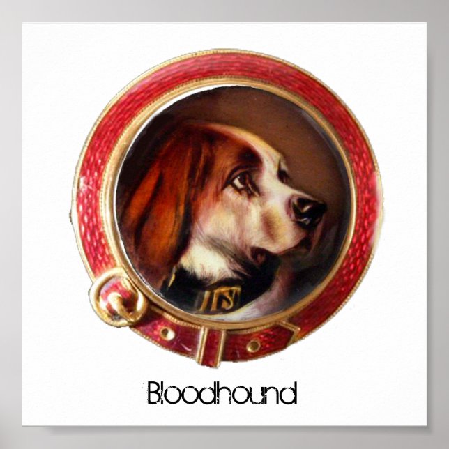 Póster MINIATURA VICTORIANA RETRATA Bloodhound (Frente)