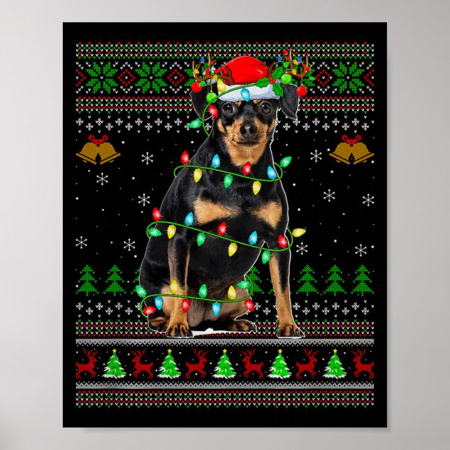 Póster Miniature Nscher Dog Ugly Christmas Sweaters Holid (Frente)