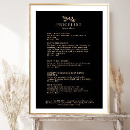 Póster Minimal Black Botanical Salon Price List Poster