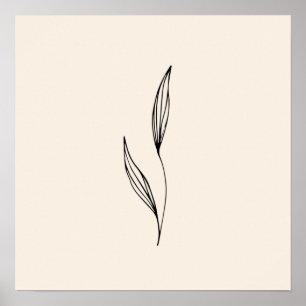 Póster Minimal Black Leaves