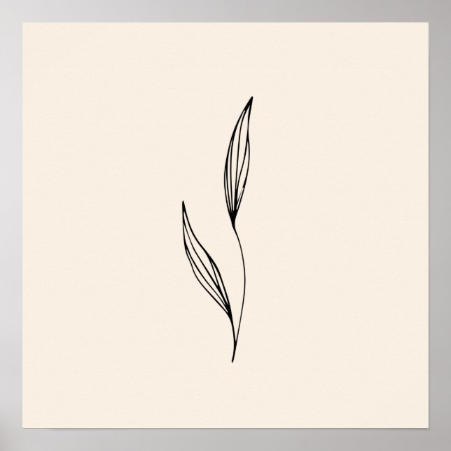 Póster Minimal Black Leaves (Frente)