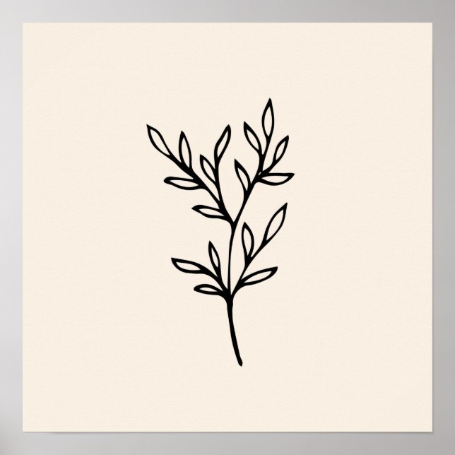 Póster Minimal Black Leaves (Frente)