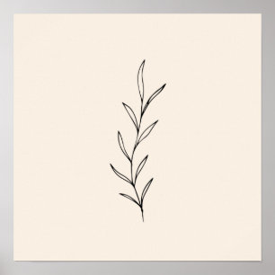Póster Minimal Black Leaves