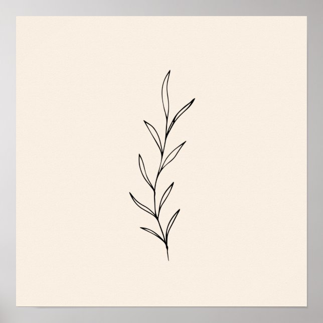 Póster Minimal Black Leaves (Frente)