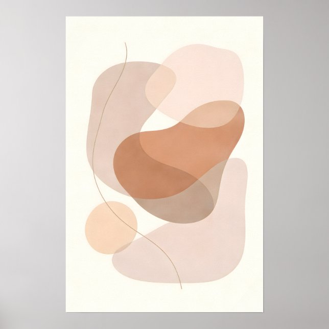 Póster Minimal Boho Modern Neutral Abstract Shapes (Frente)