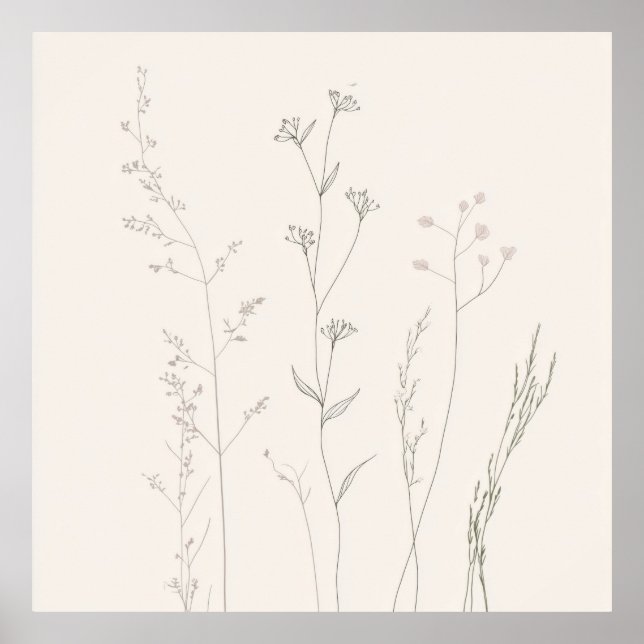Póster Minimal Botanical Wall Art – Soft Spring  (Frente)