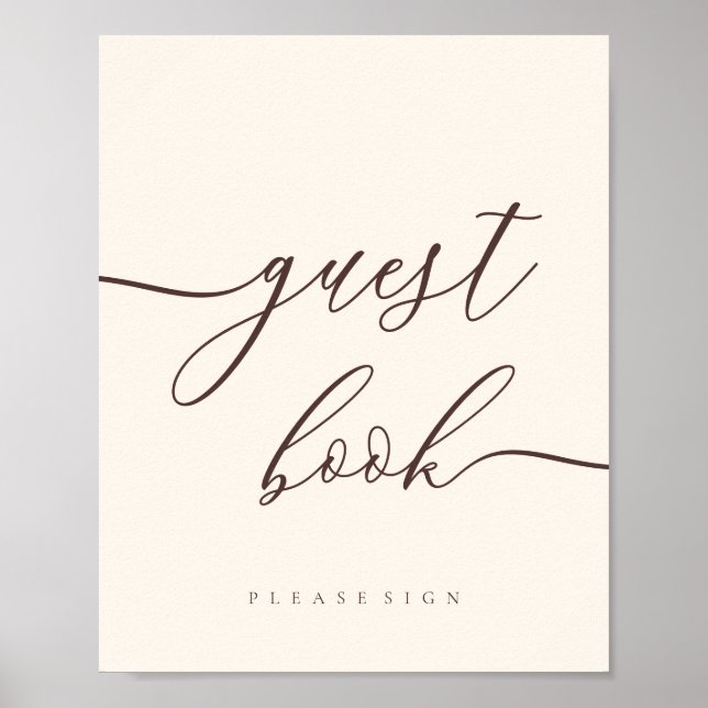 Póster Minimal Chocolate Brown Celebration Guest (Frente)