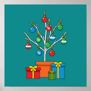 Póster Minimal Christmas Tree with Presents
